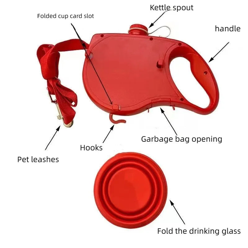 Pawsy™All-in-One Dog Leash with Water Bottle & Bowl
